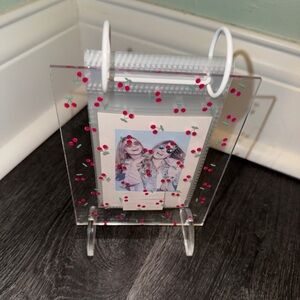 🍒 Clear Acrylic Polaroid Mini Multi Photo Frame with Cherry Accents NEW